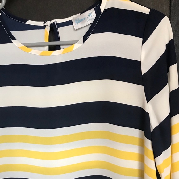 yellow striped blouse